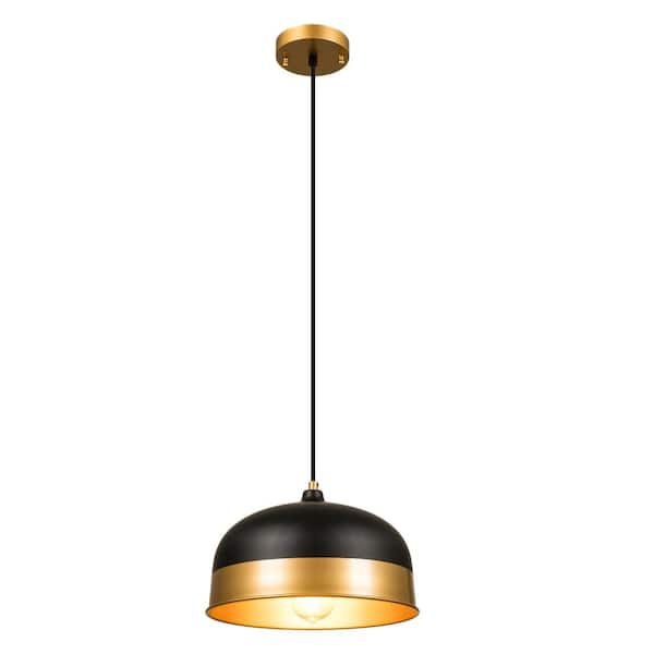 Modland Light Pro 1-Light Modern Warehouse Black Gold Pendant Hanging Light with Aluminum Shade