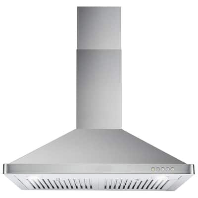 30 in. Ducted Wall Mount Range Hood in Stainless Steel with LED Lighting and Permanent Filters