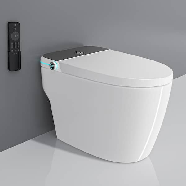 yulika Elongated Smart Toilet with Bidet 1.28 GPF Auto Dual Flush U-Shape Bowl Seat Toilet in White