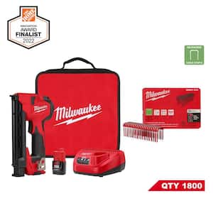 M12 Cordless Cable Stapler Kit with 2.0Ah Battery, Charger and Bag w/1 in. Insulated Cable Staples for 600 Per Box 3-Pk