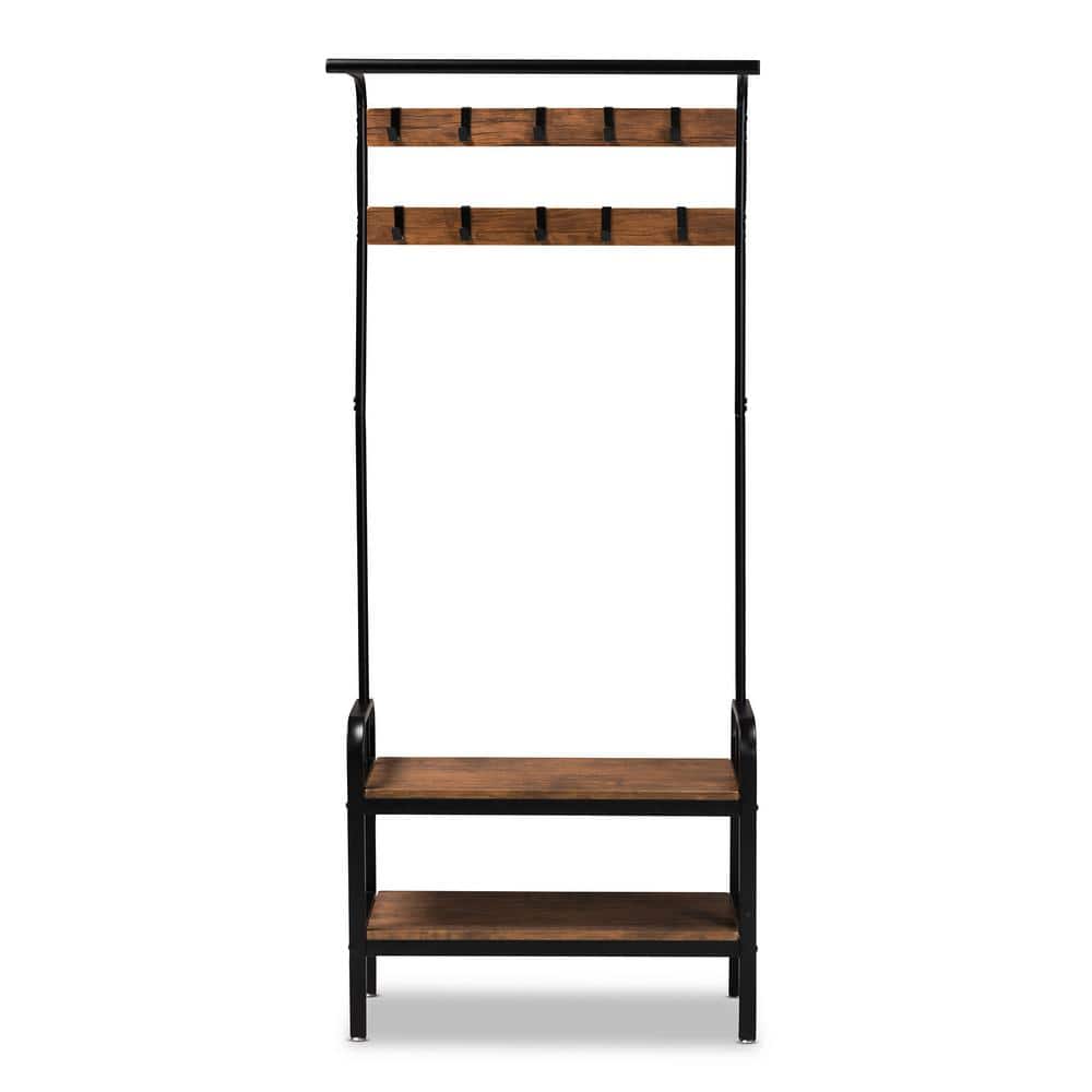 Baxton Studio Aislin Brown and Black Coat Rack with Freestanding
