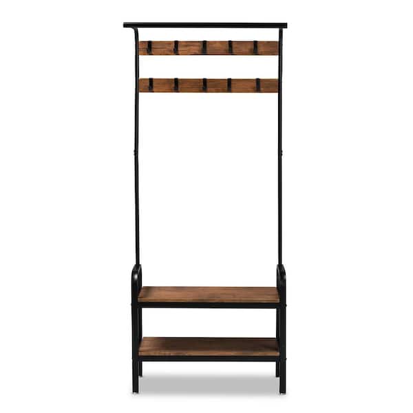 Baxton Studio Aislin Brown and Black Coat Rack with Freestanding Shelves  163-10297-HD - The Home Depot