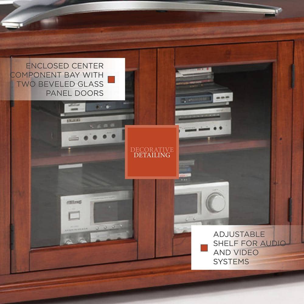 Westwood Cherry 60-Inch Hardwood TV Stand with Cabinets