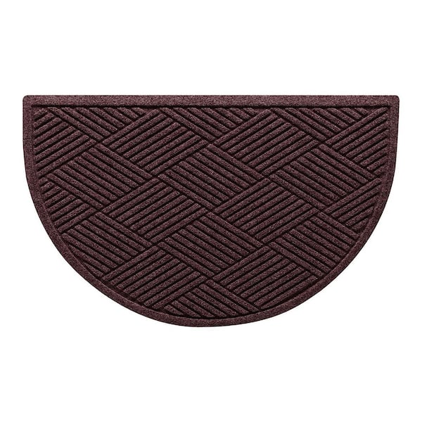 Waterhog Diamonds Bordeaux 24 in. x 39 in. PET Polyester Half Round Non-Slip Indoor Outdoor Door Mat