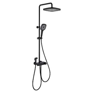 3-Spray Patterns with 2.5 GPM 10 in. Wall Mount Dual Shower Heads with Thermostatic Valve and Tub Spout in Matte Black