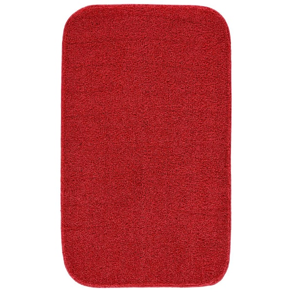 Garland Rug Gramercy 24 in. x 40 in. Classic Red Solid Color Plush Polypropylene Rectangle Bath Rug