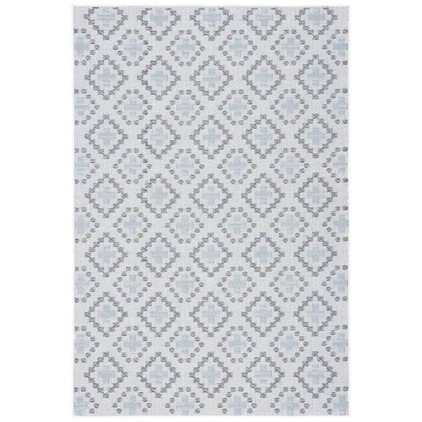 7' X 9' Ivory Or Grey Geometric Diamond Indoor Outdoor Area Rug 7' X 9' Ivory Or Grey Geometric Diamond Indoor Outdoor Area Rug