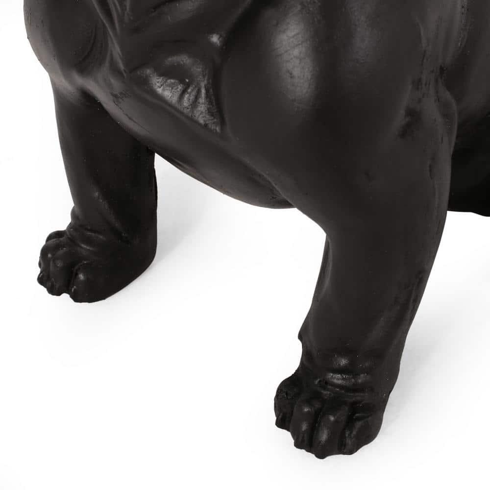 Matte Black Cast Stone French Bulldog Outdoor Garden Statue