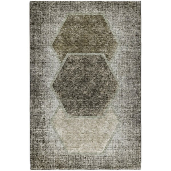 Dream Shag Premium Machine Washable Abstract ADS679 Taupe 3 ft. x 5 ft. Area Rug