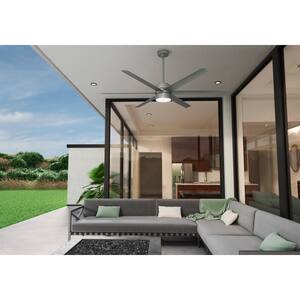 Solaria 72 in. Integrated LED Outdoor Matte Silver Ceiling Fan with Light Kit and Remote Control