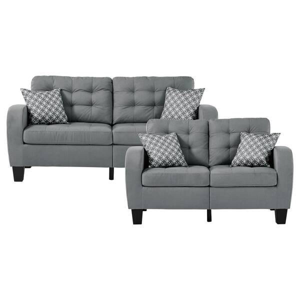 EVERGLADE HOME Forte 129 in. W Round Arm Polyester Rectangle Sofa in Gray with 5-Seats