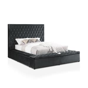 Esthela 103 in. W Dark Gray California King Flannelette Frame Upholstered Platform Bed
