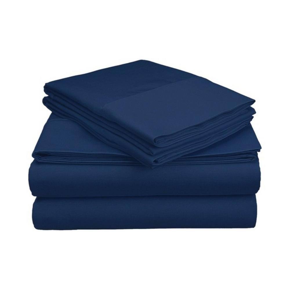 4-Piece Navy Solid 1800 Thread Count Microfiber King Sheet Set LH ...