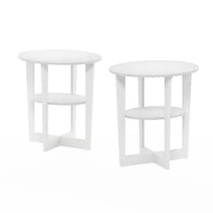 JAYA 18.9 in. White Oval Wood End Table (2-Set)