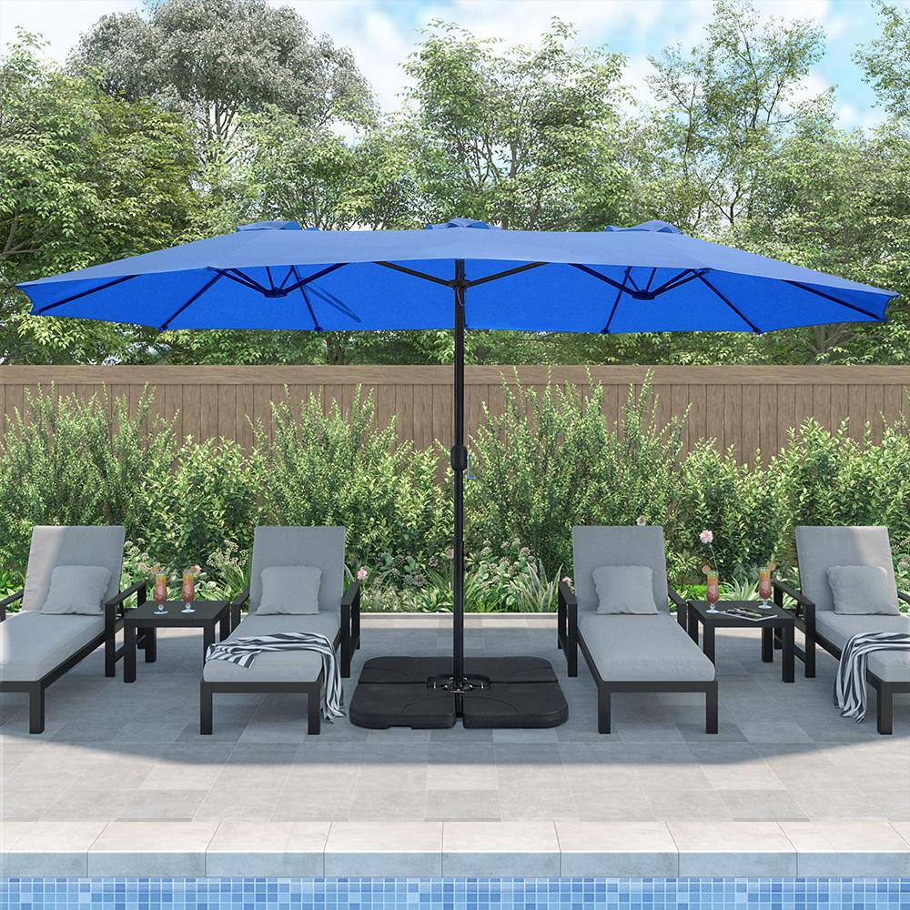 Maypex 15 ft. x 9 ft. Market Rectangular Outdoor Patio Umbrella in Navy ...