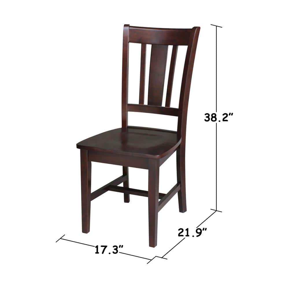 San Remo High Slat Back Solid Parawood Side Chair in Rich Mocha