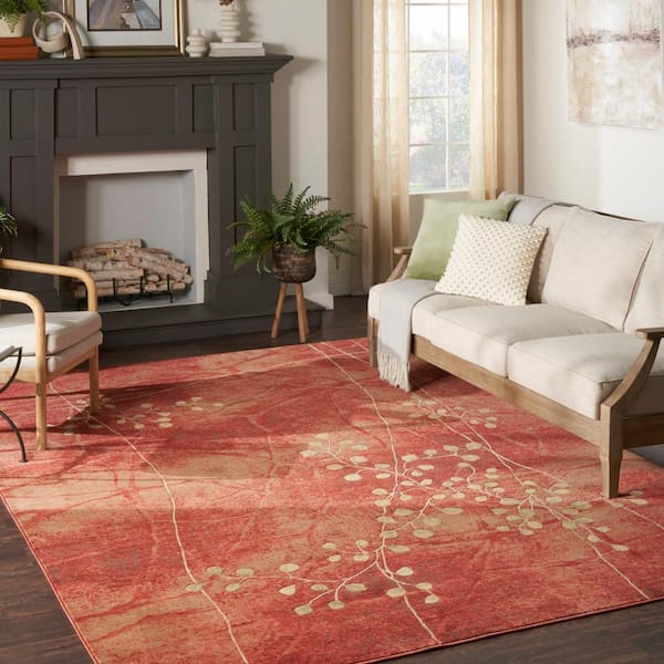 Somerset Flame 8 ft. x 11 ft. Oriental Modern Area Rug
