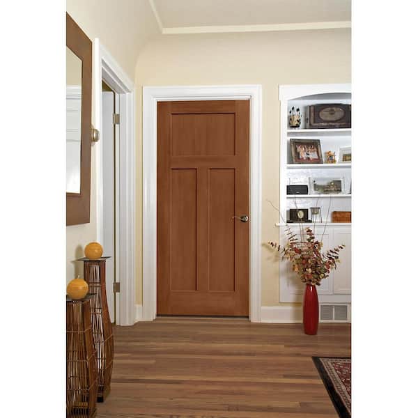 JELD-WEN 24 in. x 80 in. Craftsman Hazelnut Stain Left-Hand Solid