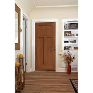 30 in. x 80 in. Craftsman Hazelnut Stain Left-Hand Solid Core Molded Composite MDF Single Prehung Interior Door