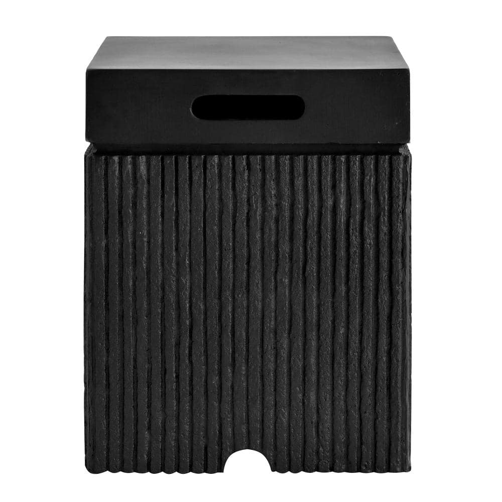 WOQWOQ 15.75 in Black MGO Outdoor Side Table with Handle Slots for