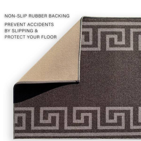 Greek Key Dark Gray 26 in. W x 50 ft. L Runner Rug/Stair Runner 110 sq. ft.