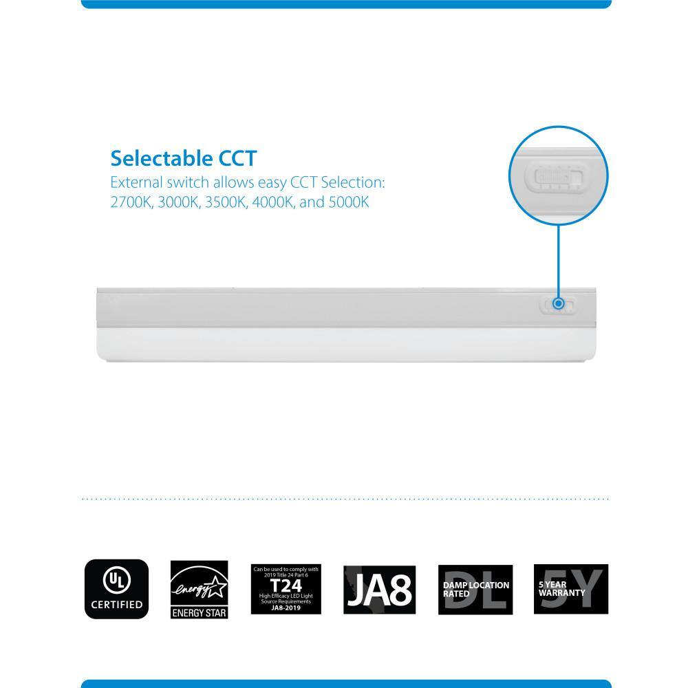 24-Inch White Adjustable LED Under Cabinet Light Bar