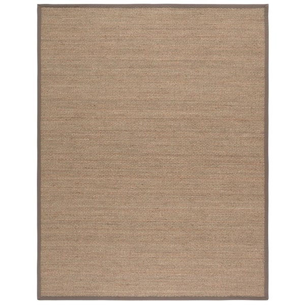 Natural Fiber 8 ft. x 10 ft. Natural/Gray Abstract Solid Border Area Rug