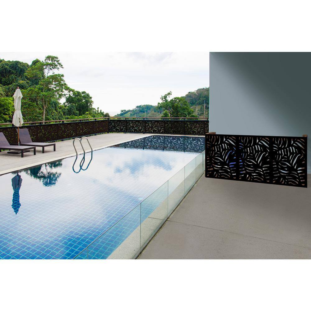 Black Hardwood Composite Decorative Privacy Screen Panel