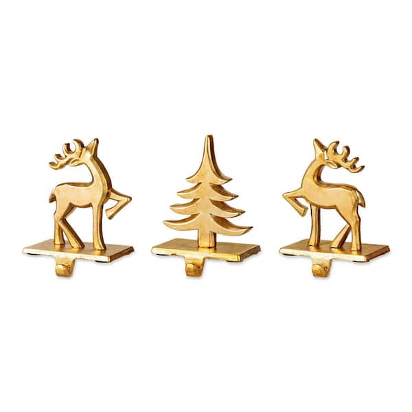 Christmas Resin Tree and Reindeer Stocking Holder (Set of 3)