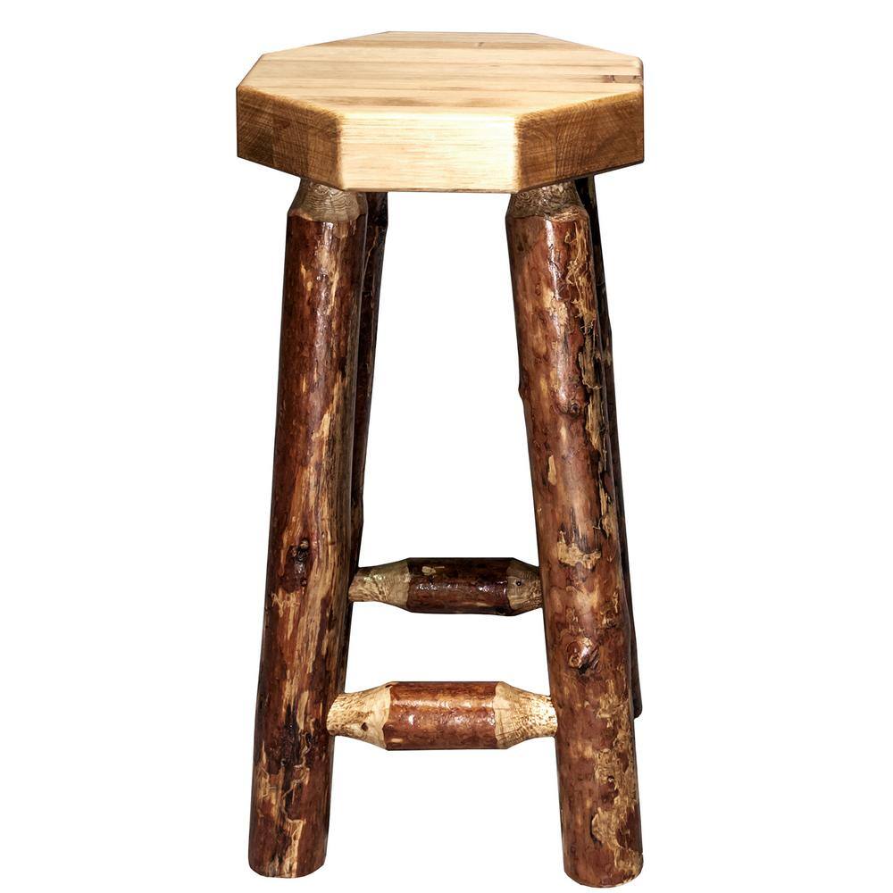 Rustic Glacier Country 30" Brown Wood Backless Barstool