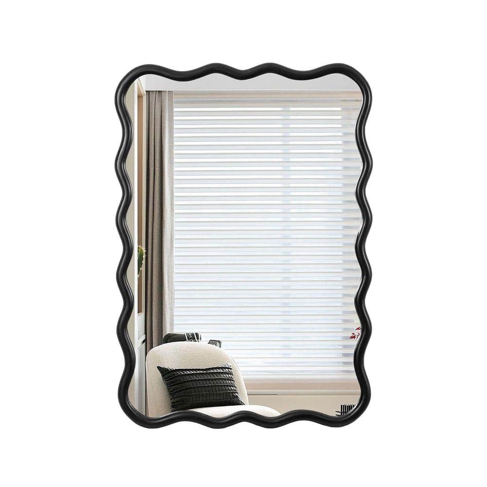 40 in. W x 28 in. H Solid Wood Rectangle Framed Black Mirror Wall Decor for