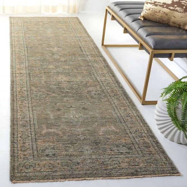 Izmir 3 ft. x 10 ft. Linen/Dusty Teal Oriental Runner Rug