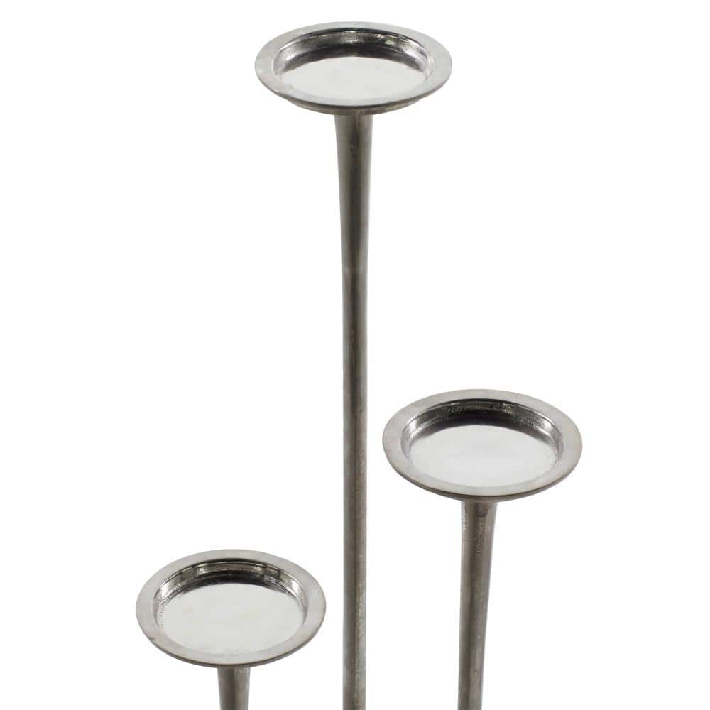 Elegant Trio Silver Aluminum Floor Candle Holders, Set of 3