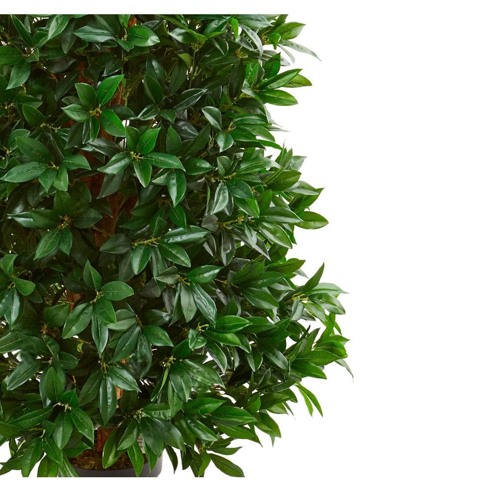 5-Foot Green Plastic Bay Leaf Cone Topiary Tree