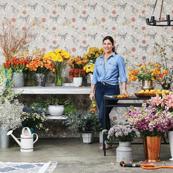 Novogratz Greige Birds Vinyl Peel and Stick Wallpaper Roll (Covers 28 sq. ft.)