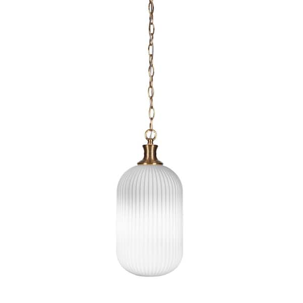 Unbranded Orleans 60-Watt 1-Light New Age Brass Shaded Mini Pendant Light with Glass Shade