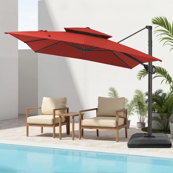 abita patio umbrella ABCCANOPY 15FT Double Sided Pool Umbrella with Base, Outdoor Porch Umbrella for Poolside, Lawn, Backyard (Green)