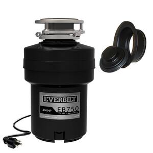 Designer Series 3/4 HP Continuous Feed Garbage Disposal with Black Sink Flange and Attached Power Cord