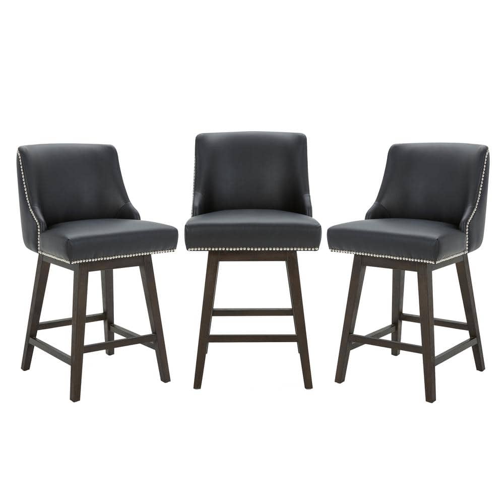 Spruce & Spring Martin 26 in. Black High Back Solid Wood Frame Swivel ...