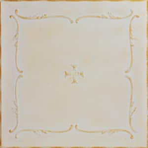 Spring Buds 1.6 ft. x 1.6 ft. Glue Up Foam Ceiling Tile in White Washed Gold