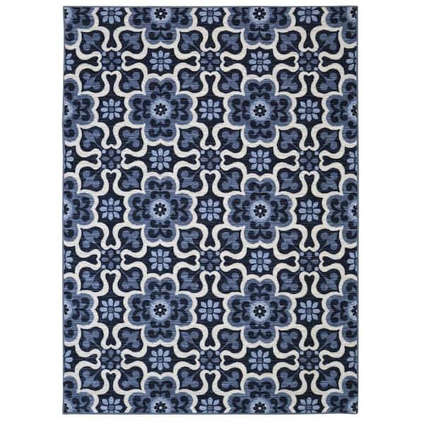 Mohawk Home Marjorelle Gardens Blue 5 ft. x 8 ft. Floral Area Rug