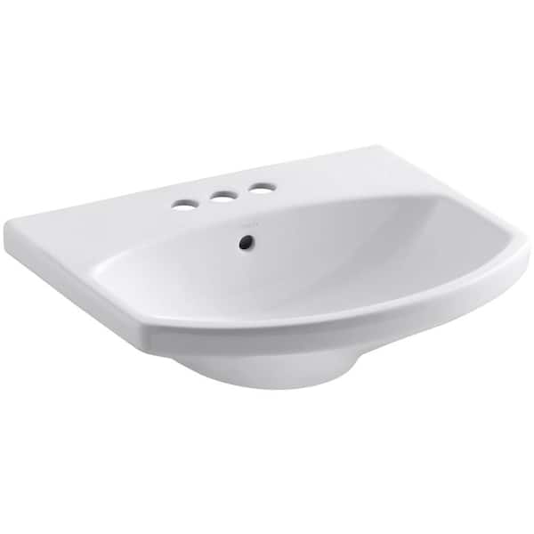 KOHLER Cimarron 3-5/8 in. Vitreous China Pedestal Sink Basin in White with Overflow Drain