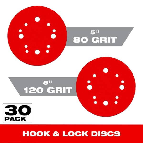 DIABLO 5 in. 80 & 120 Grit Hook and Lock ROS Sanding Discs (30-Pack)
