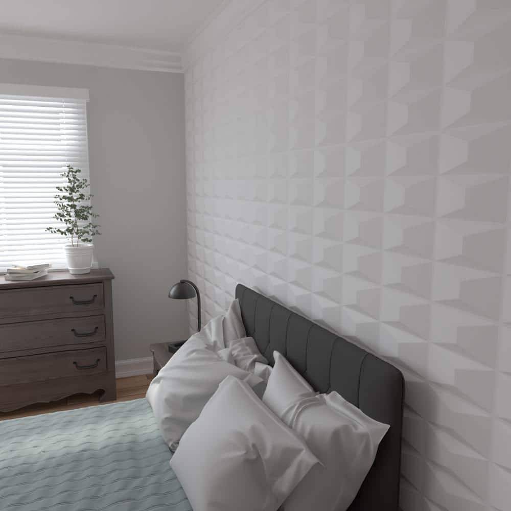 White Textured 3D PVC Decorative Wall Panel 11.88" x 11.88"