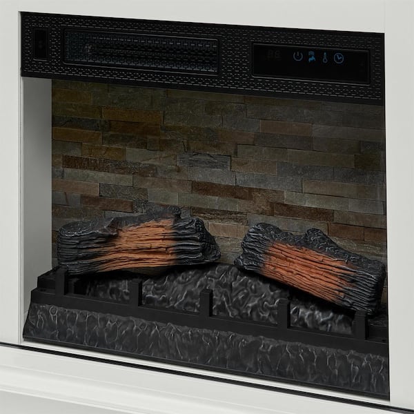 Home Decorators Collection Kerrington 60 in W. Freestanding Media Console  Electric Fireplace TV Stand in White with Gray Top 150724 - The Home Depot