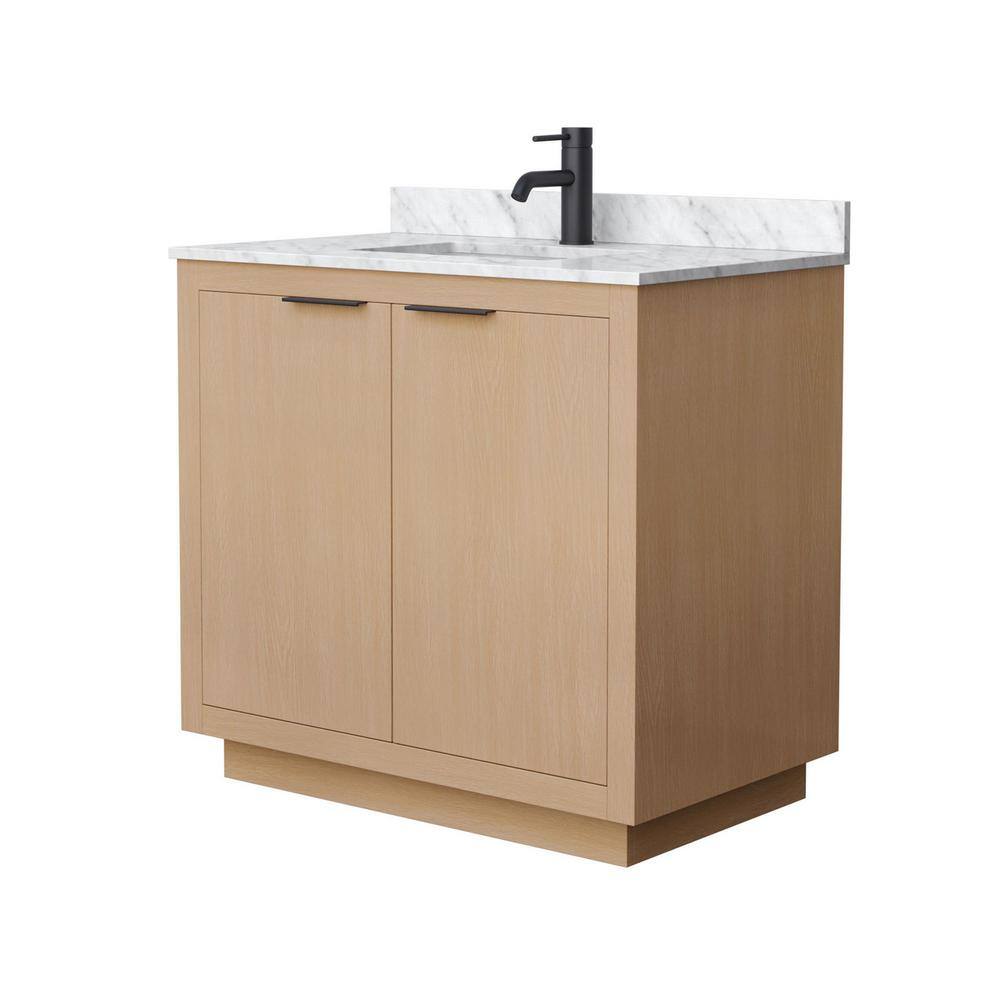 Maroni 36 in. W x 22 in. D Single Bath Vanity in Light Straw with Marble Vanity Top in White with White Basin price history on PriceWatchPro