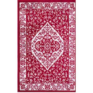 Jefferson Collection Pearl Heriz Red 3 ft. x 4 ft. Medallion Area Rug