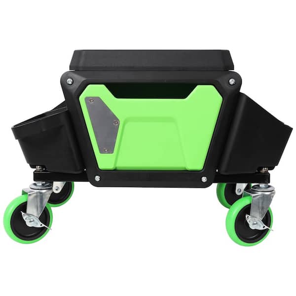330 lb. Capacity Green and Black Mechanics Creeper with wheels Soft Rubber Cushion Seating for Auto Repair