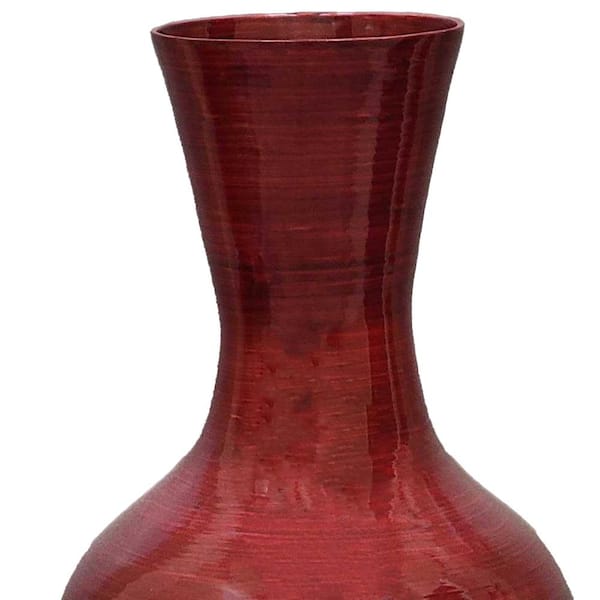 Bamboo Handmade Floor Vase, Red & Black