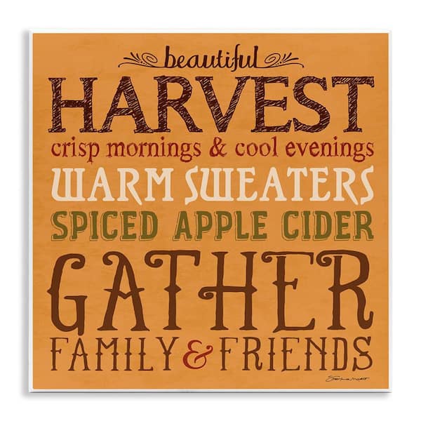 Stupell Industries Beautiful Harvest Fall Seasonal by Stephanie Workman Marrott Unframed Graphic Typography Art Print 12 in. x 12 in.
